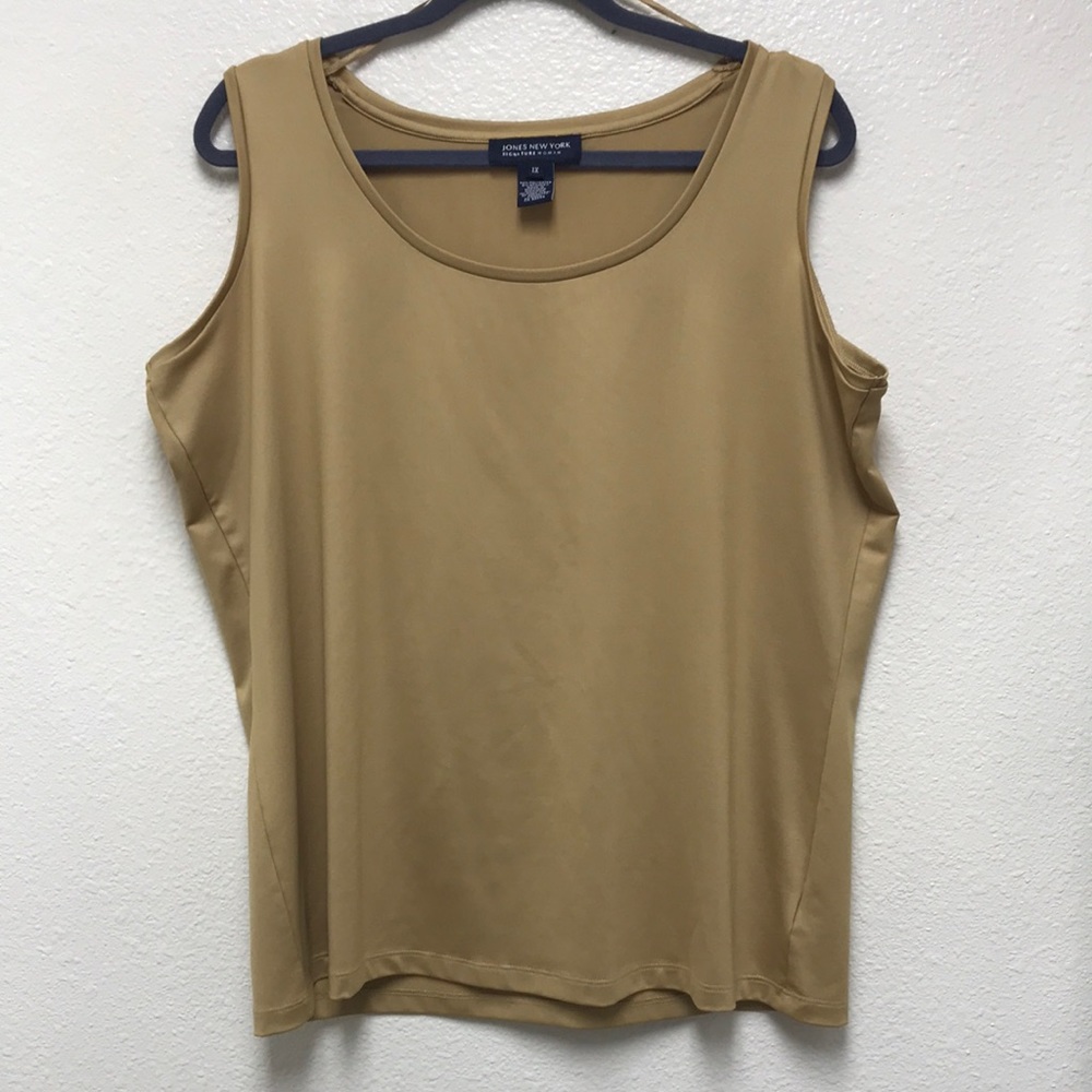 Jones New York Signature Woman 1X Sleeveless Gold Dress Top Dressy Tank